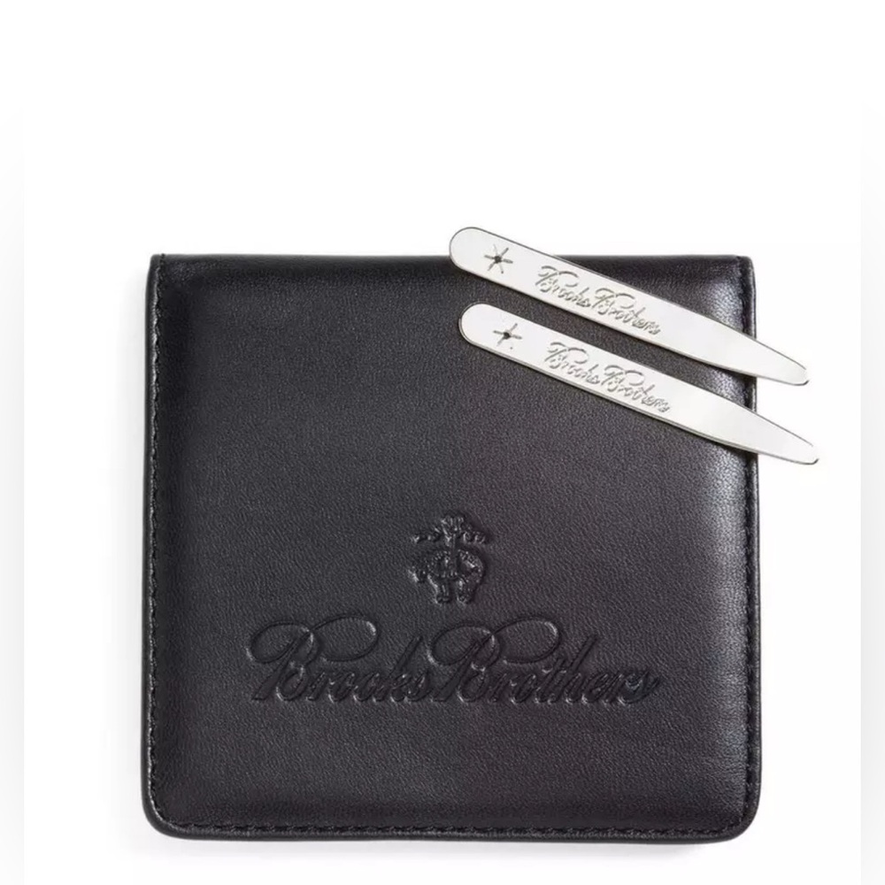 Metallic Collar Stays with Nappa Leather Case